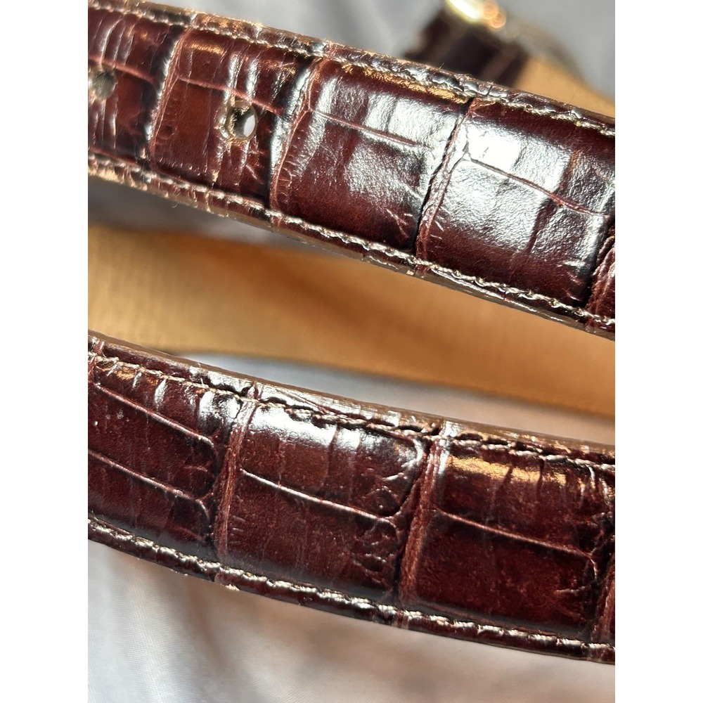 Coldwater Creek Brown Crocodile Pattern Dress Belt 1in Adjustable Size 44